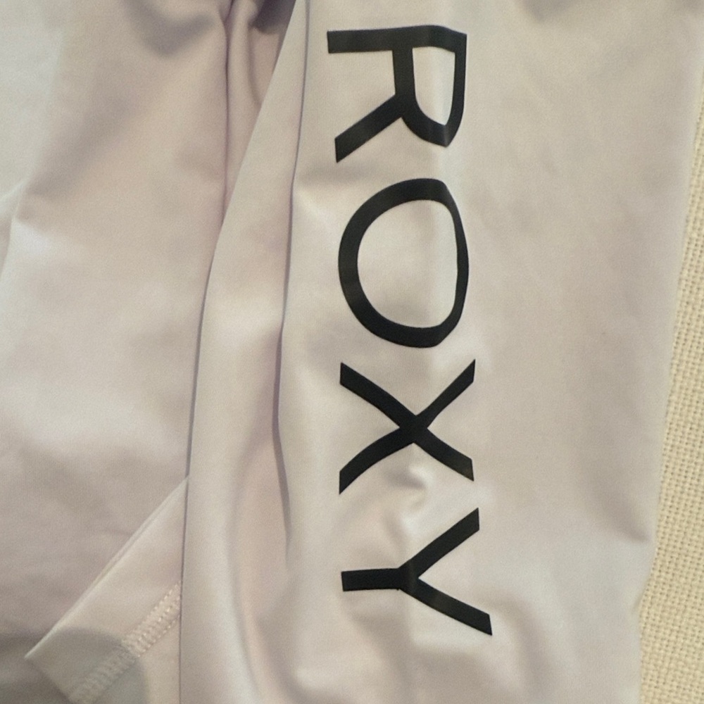 Roxy White Long Sleeve Swim Shirt with Black Logo - Picture 2 of 4